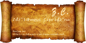 Zöldhegyi Cipriána névjegykártya